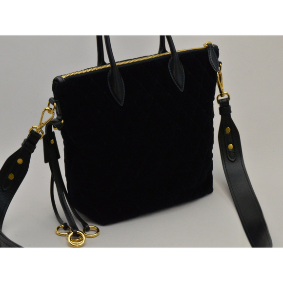 Prada Impuntu Handbag/Shoulder Velvet Velluto Quilted 2Way Gold Nero Bag - Picture 1 of 8